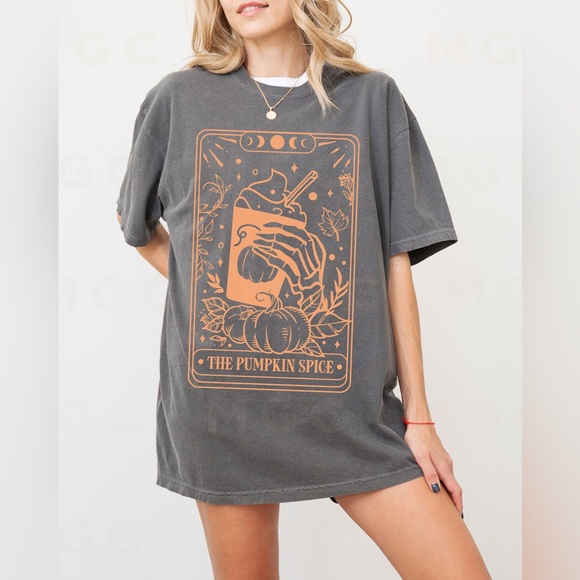 Comfort Colors Pumpkin Spice Late Tarot Card shirt - Picture 4 of 9